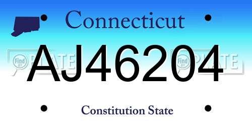 AJ46204 Connecticut License Plate