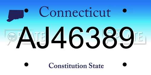 AJ46389 Connecticut License Plate