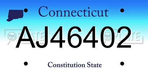 AJ46402 Connecticut License Plate
