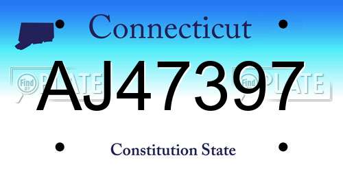 AJ47397 Connecticut License Plate