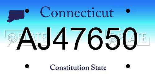 AJ47650 Connecticut License Plate