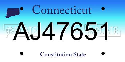 AJ47651 Connecticut License Plate