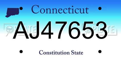 AJ47653 Connecticut License Plate