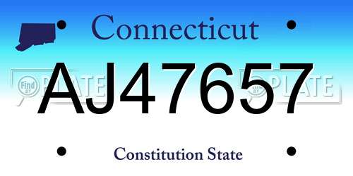AJ47657 Connecticut License Plate