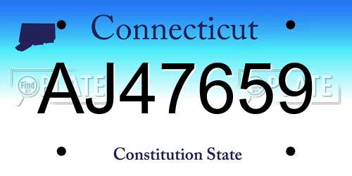 AJ47659 Connecticut License Plate
