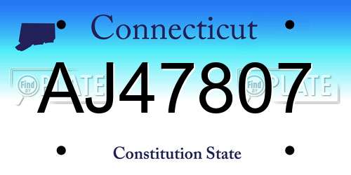AJ47807 Connecticut License Plate