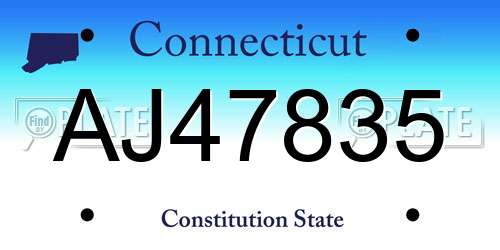 AJ47835 Connecticut License Plate