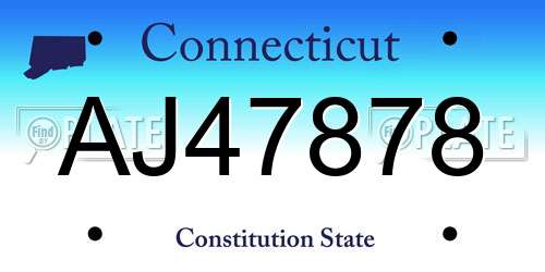 AJ47878 Connecticut License Plate