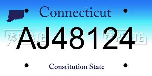 AJ48124 Connecticut License Plate