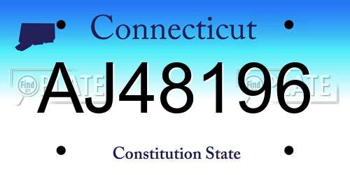 AJ48196 Connecticut License Plate