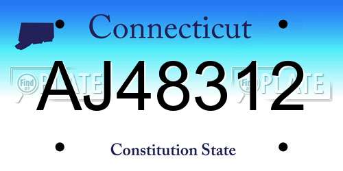 AJ48312 Connecticut License Plate