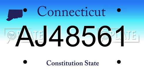 AJ48561 Connecticut License Plate