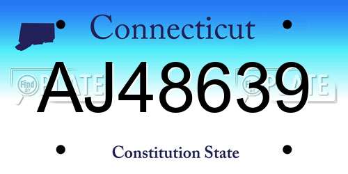 AJ48639 Connecticut License Plate