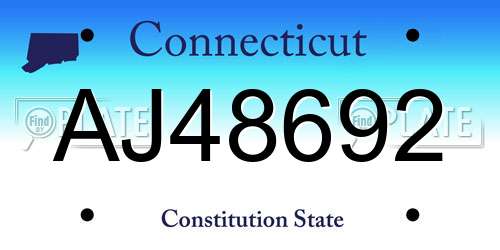 AJ48692 Connecticut License Plate