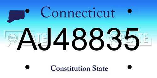 AJ48835 Connecticut License Plate