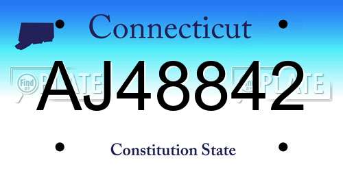 AJ48842 Connecticut License Plate