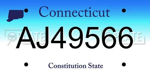 AJ49566 Connecticut License Plate