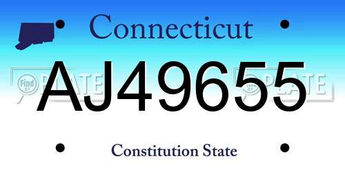 AJ49655 Connecticut License Plate