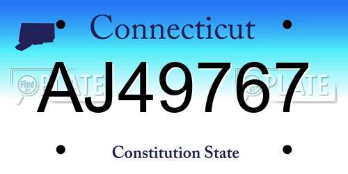 AJ49767 Connecticut License Plate