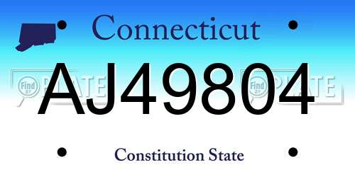 AJ49804 Connecticut License Plate