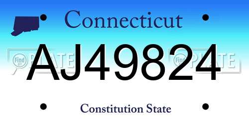 AJ49824 Connecticut License Plate
