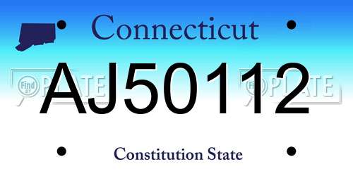 AJ50112 Connecticut License Plate