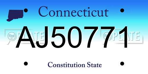AJ50771 Connecticut License Plate