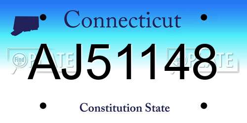AJ51148 Connecticut License Plate