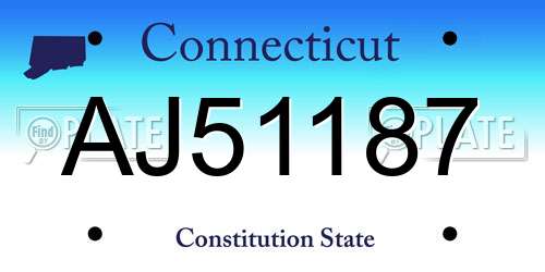 AJ51187 Connecticut License Plate