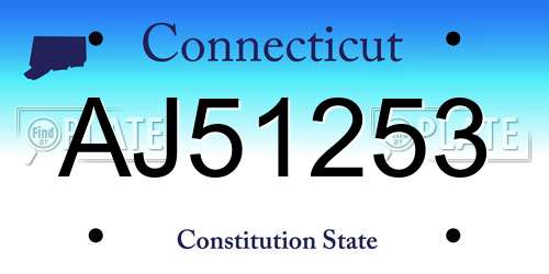 AJ51253 Connecticut License Plate
