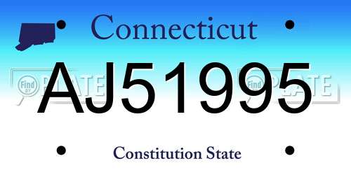 AJ51995 Connecticut License Plate