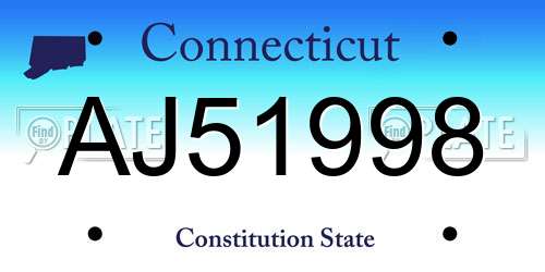 AJ51998 Connecticut License Plate