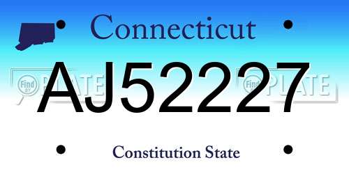 AJ52227 Connecticut License Plate