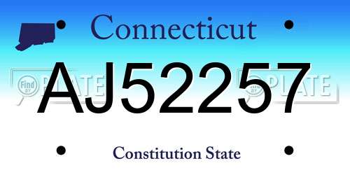 AJ52257 Connecticut License Plate