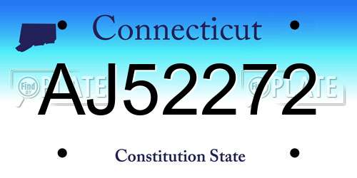 AJ52272 Connecticut License Plate