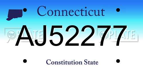 AJ52277 Connecticut License Plate