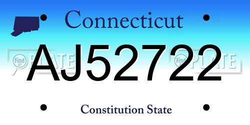 AJ52722 Connecticut License Plate