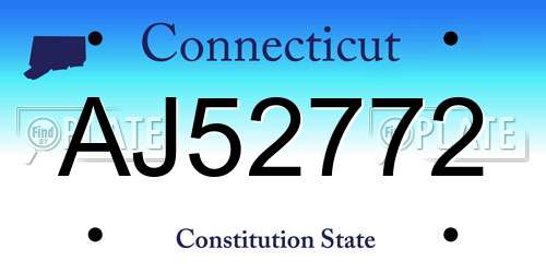 AJ52772 Connecticut License Plate