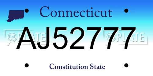AJ52777 Connecticut License Plate