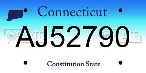 AJ52790 Connecticut License Plate