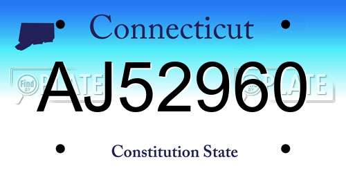 AJ52960 Connecticut License Plate