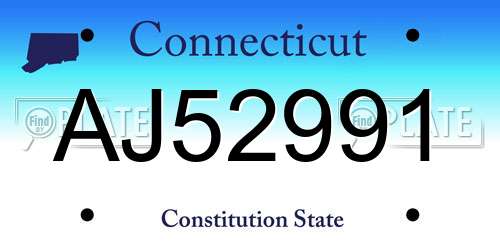 AJ52991 Connecticut License Plate