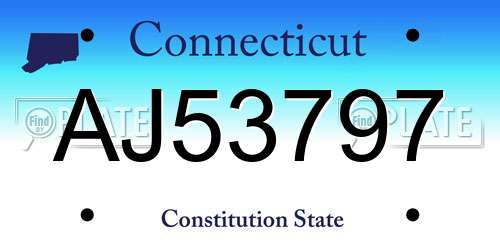 AJ53797 Connecticut License Plate