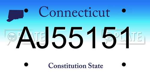 AJ55151 Connecticut License Plate
