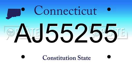 AJ55255 Connecticut License Plate