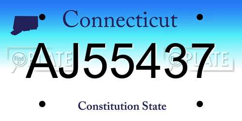 AJ55437 Connecticut License Plate