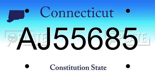 AJ55685 Connecticut License Plate