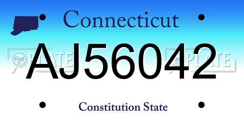 AJ56042 Connecticut License Plate