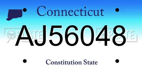 AJ56048 Connecticut License Plate