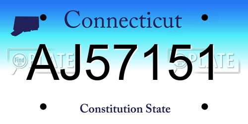 AJ57151 Connecticut License Plate